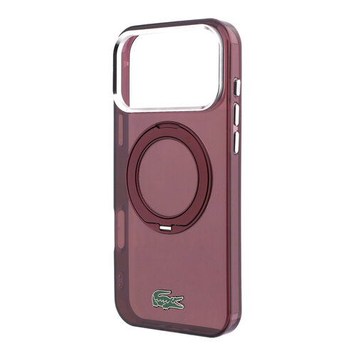 Lacoste Lacoste iPhone 18 Pro Max/iPhone 17 Pro Max Hartschalenhülle MagSafe IML Glänzende Oberfläche Ringständer - Bordeaux