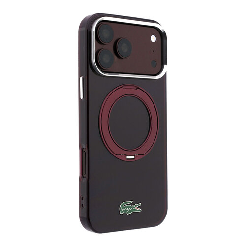 Lacoste Lacoste iPhone 18 Pro Max/iPhone 17 Pro Max Hartschalenhülle MagSafe IML Glänzende Oberfläche Ringständer - Bordeaux