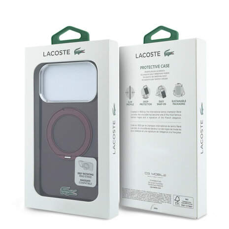 Lacoste Lacoste iPhone 18 Pro Max Backcover hoesje - HC Magsafe IML Glossy Finish With Ring Stand - Burgundy Lacoste Lacoste iPhone 18 Pro Max Backcover hoesje - HC Magsafe IML Glossy Finish With Ring Stand - Burgundy