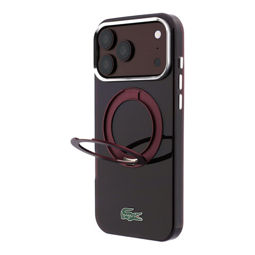 Lacoste Lacoste iPhone 18 Pro Max/iPhone 17 Pro Max Hartschalenhülle MagSafe IML Glänzende Oberfläche Ringständer - Bordeaux