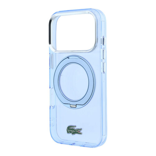 Lacoste Lacoste iPhone 18 Pro/iPhone 17 Pro Hartschalenhülle MagSafe IML Glänzende Oberfläche Ringständer - Hellblau