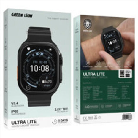 Green Lion Green Lion ULTRA LITE Montre connectée - Écran TFT IPS 2.01 pouces - Noir