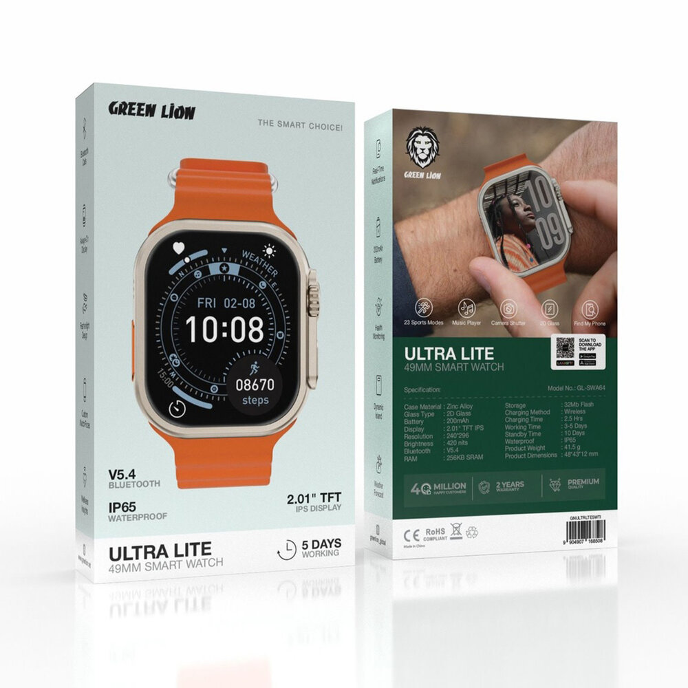 Green Lion Green Lion ULTRA LITE Smartwatch - 2.01 Zoll TFT IPS-Display - Titan Green Lion Green Lion ULTRA LITE Smartwatch - 2.01 Zoll TFT IPS-Display - Titan