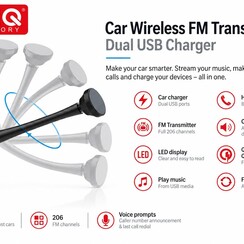 FM Transmitter und Autoladegerät - langer Arm - von UNIQ Accessory - Schwarz