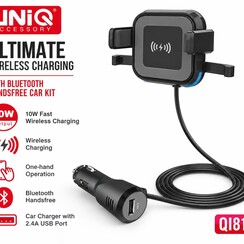 UNIQ Autohouder +  Draadloze Oplader - Schwarz