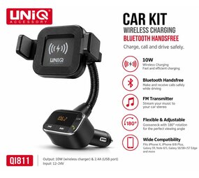 UNIQ Accessory UNIQ Accessory Bluetooth FM Transmitter, Autohouder + Draadloze Oplader - Black