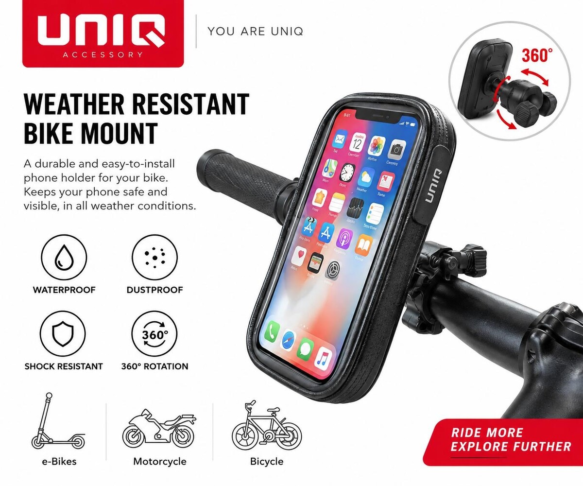 UNIQ Accessory UNIQ Accessory Wetterfester Fahrradhalter 6.5 inch - Schwarz UNIQ Accessory UNIQ Accessory Wetterfester Fahrradhalter 6.5 inch - Schwarz