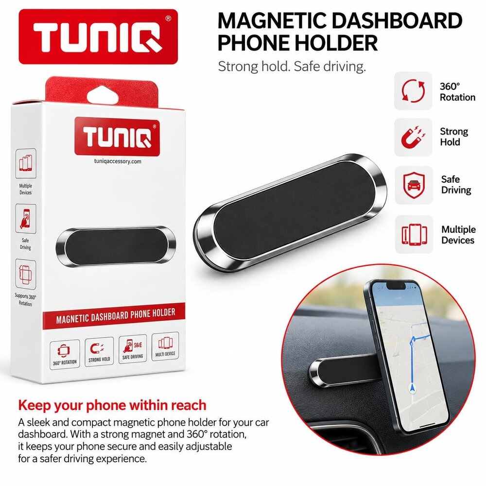 TUNIQ TUNIQ Handyhalter Auto - magnectic dashboard - Schwarz TUNIQ TUNIQ Handyhalter Auto - magnectic dashboard - Schwarz