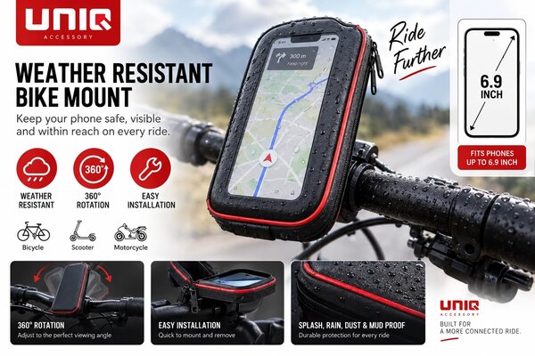 UNIQ Accessory UNIQ Accessory Support de Vélo - résistant aux intempéries - Rotatif à 360 degrés - ligne rouge - Noir UNIQ Accessory UNIQ Accessory Support de Vélo - résistant aux intempéries - Rotatif à 360 degrés - ligne rouge - Noir