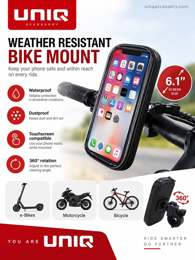 UNIQ Accessory UNIQ Accessory Weatherproof Bicycle Holder 6.1 inch - Black
