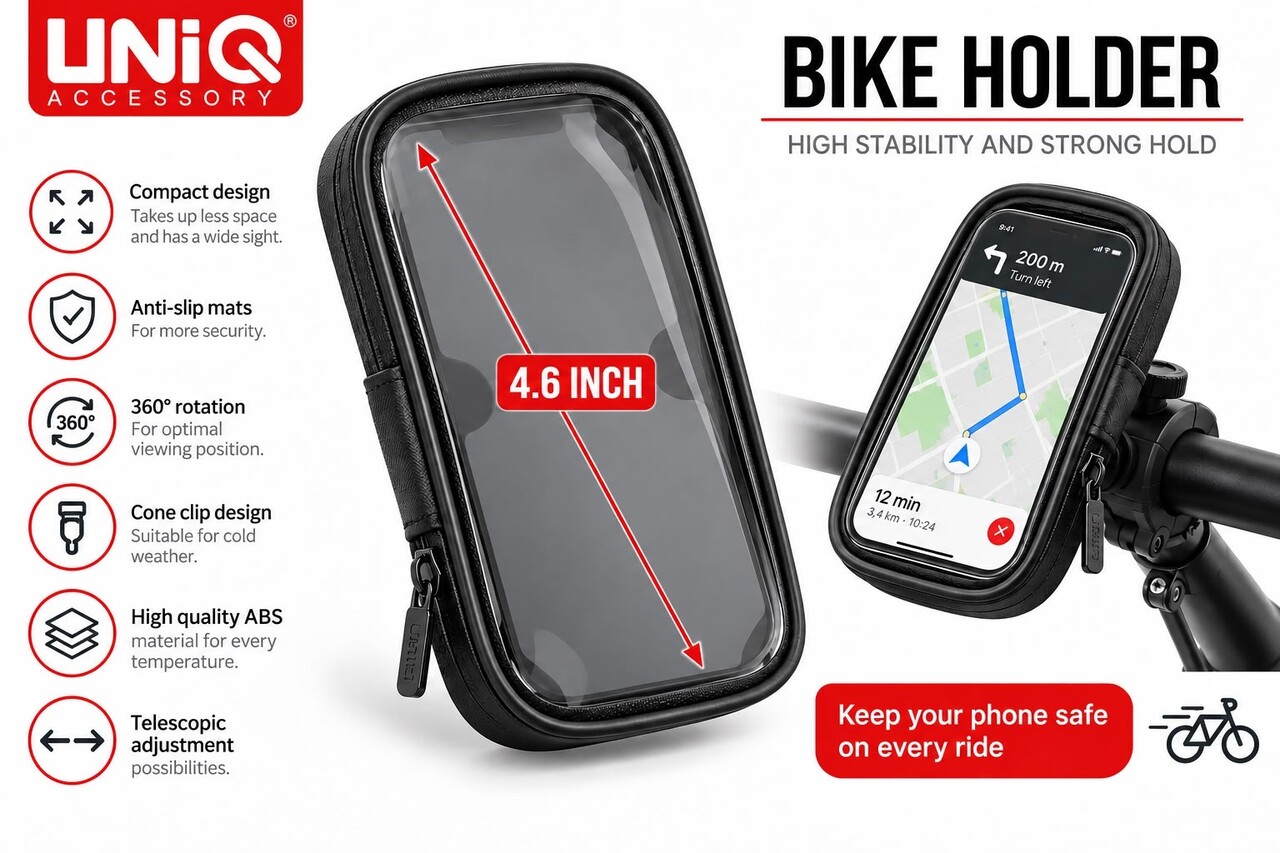 UNIQ Accessory Fahrradhalter von UNIQ Zubehör 4,7 Zoll - Wasserdicht UNIQ Accessory Fahrradhalter von UNIQ Zubehör 4,7 Zoll - Wasserdicht