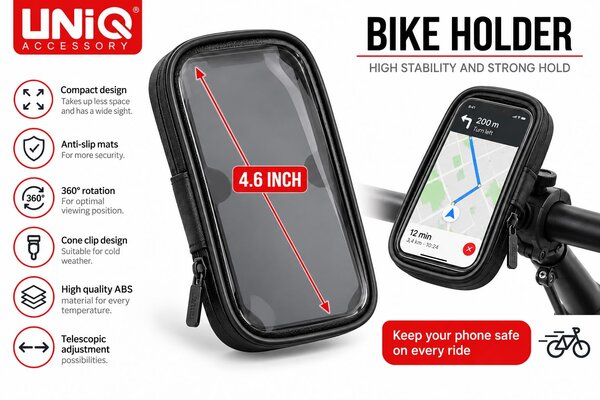 UNIQ Accessory Bicycle holder from UNIQ Accessory 4.7 inch - Water resistant UNIQ Accessory Bicycle holder from UNIQ Accessory 4.7 inch - Water resistant