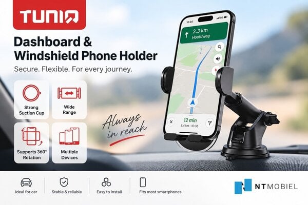 TUNIQ TUNIQ Support de téléphone pour Dashboard et Windshield - rotatif à 360 degrés - Noir