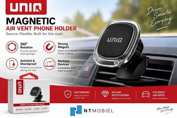 TUNIQ TUNIQ Magnetische 360 graden draaibare Dashboard Telefoonhouder - Zwart TUNIQ TUNIQ Magnetische 360 graden draaibare Dashboard Telefoonhouder - Zwart