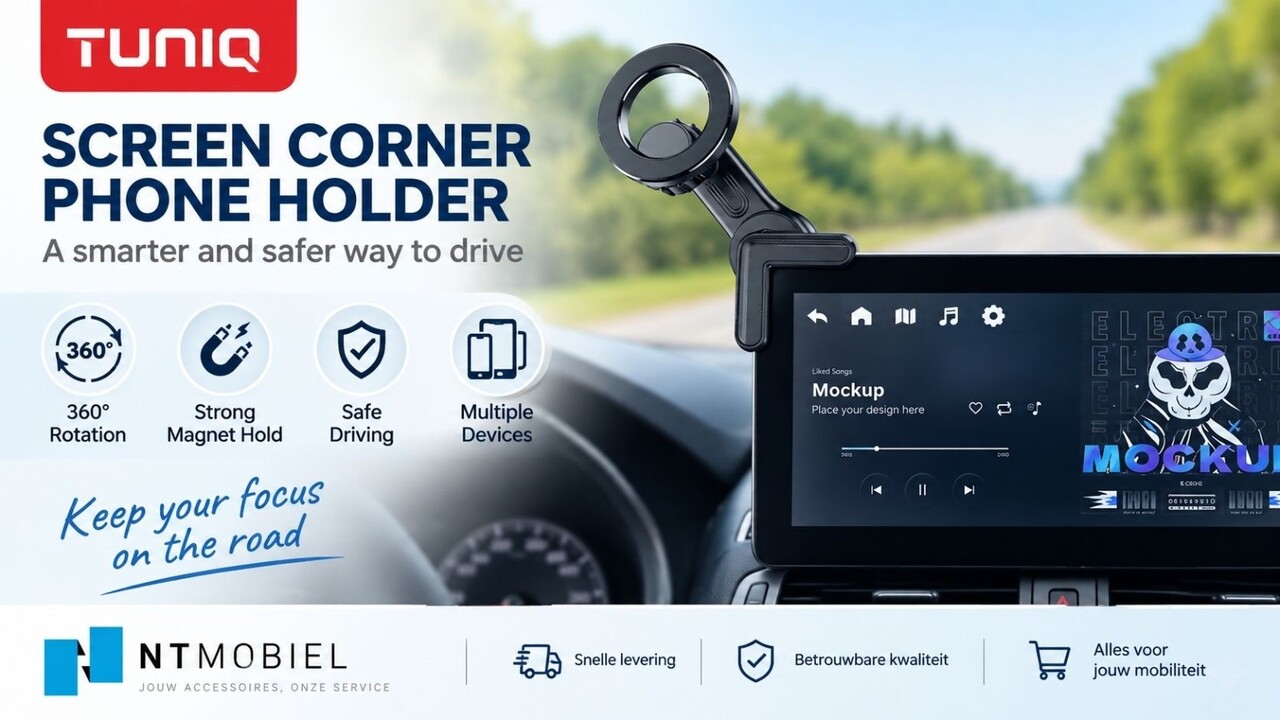 TUNIQ TUNIQ Telefoonhouder auto screen corners - Zwart TUNIQ TUNIQ Telefoonhouder auto screen corners - Zwart