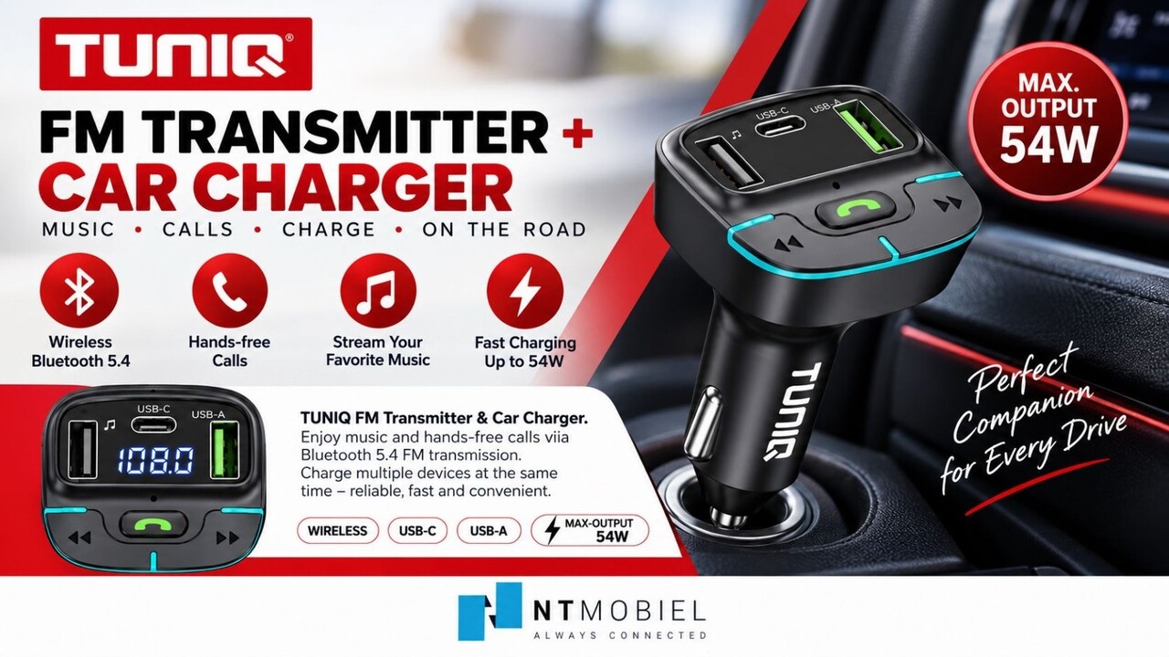 TUNIQ TUNIQ FM Transmitter and Car Charger - Noir TUNIQ TUNIQ FM Transmitter and Car Charger - Noir
