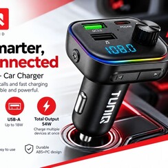 TUNIQ FM Transmitter and Car Charger - LGB - Black