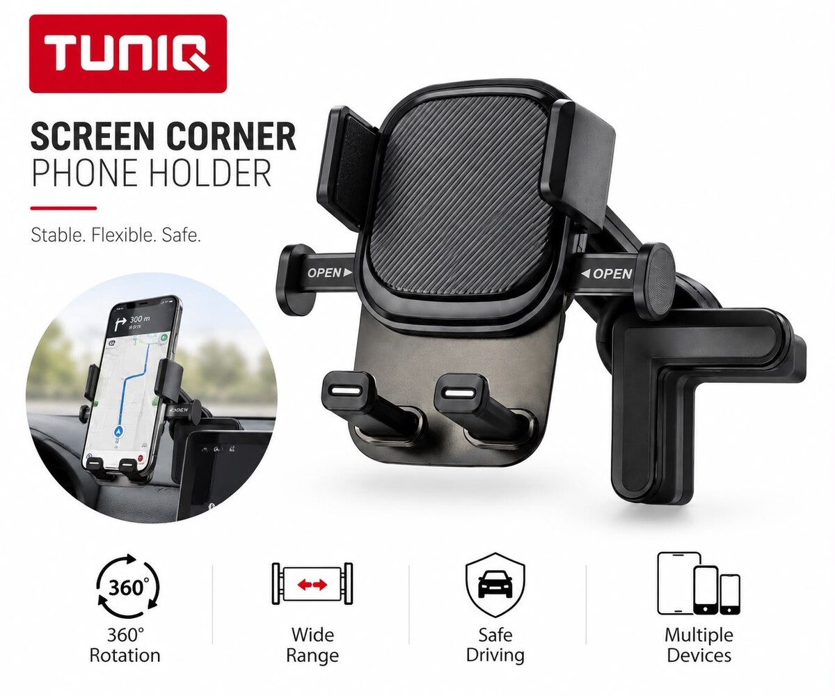 TUNIQ TUNIQ Handyhalter Auto - screen corners - Schwarz TUNIQ TUNIQ Handyhalter Auto - screen corners - Schwarz