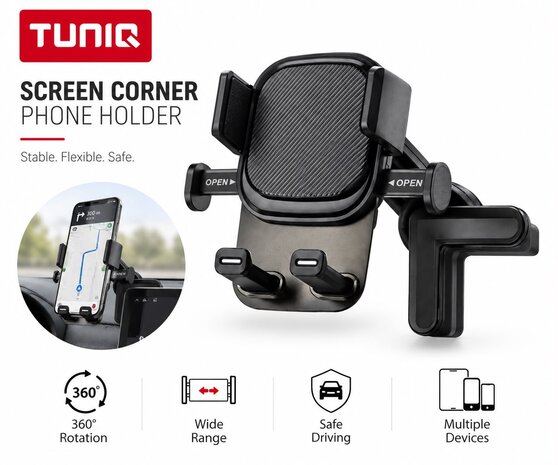 TUNIQ TUNIQ Handyhalter Auto - screen corners - Schwarz TUNIQ TUNIQ Handyhalter Auto - screen corners - Schwarz