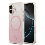 Guess Guess iPhone 17 Backcover hoesje - 4G Patterned Glitter Silicone Cover - Roze Guess Guess iPhone 17 Backcover hoesje - 4G Patterned Glitter Silicone Cover - Roze