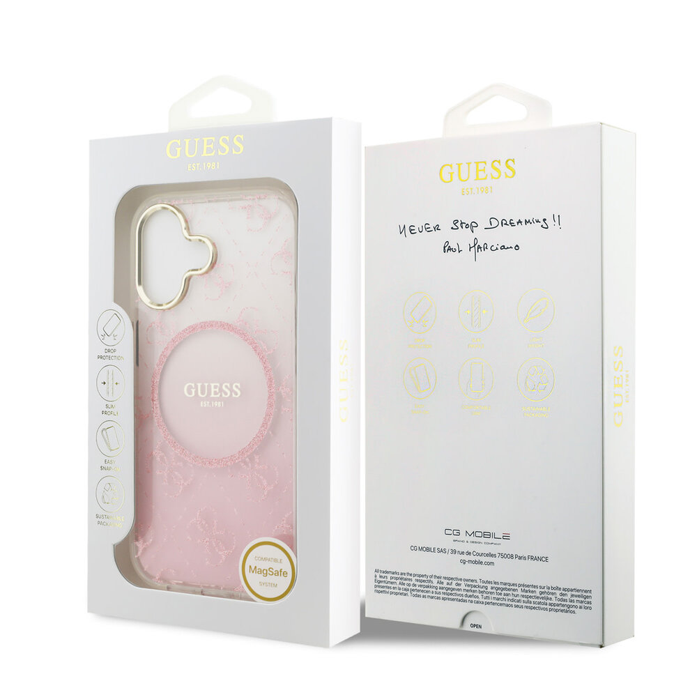 Guess Guess iPhone 17 Back cover case - 4G Patterned Glitter Silicone Cover - Pink