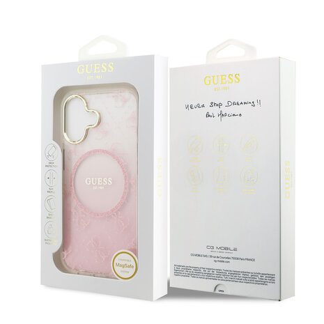 Guess Guess iPhone 17 Back-Cover hul - 4G Patterned Glitter Silicone Cover - Rosa Guess Guess iPhone 17 Back-Cover hul - 4G Patterned Glitter Silicone Cover - Rosa
