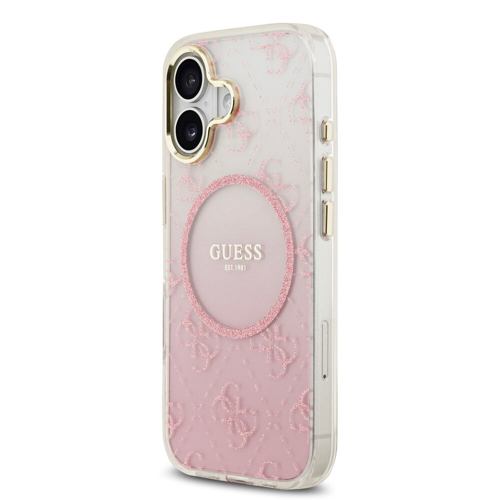 Guess Guess iPhone 17 Back-Cover hul - 4G Patterned Glitter Silicone Cover - Rosa Guess Guess iPhone 17 Back-Cover hul - 4G Patterned Glitter Silicone Cover - Rosa
