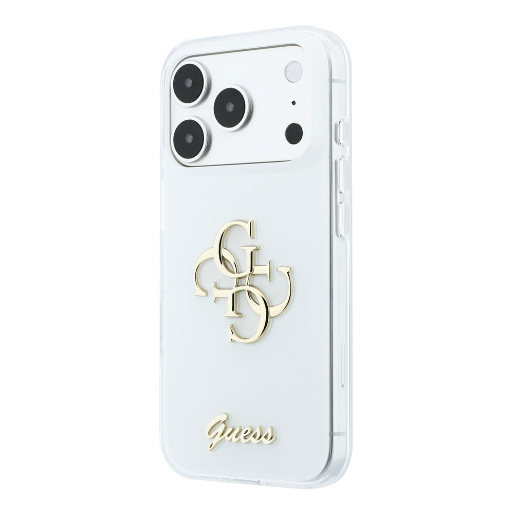 Guess Guess iPhone 18 Pro Hoesje - IML - 4G - harde behuizing - metalen scriptlogo - Wit Guess Guess iPhone 18 Pro Hoesje - IML - 4G - harde behuizing - metalen scriptlogo - Wit