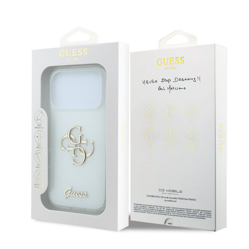 Guess Guess iPhone 18 Pro/iPhone 17 Pro Hartschalenhülle IML 4G Metall-Schriftlogo - Weiß