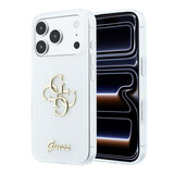 Guess Guess iPhone 18 Pro Hoesje - IML - 4G - harde behuizing - metalen scriptlogo - Wit