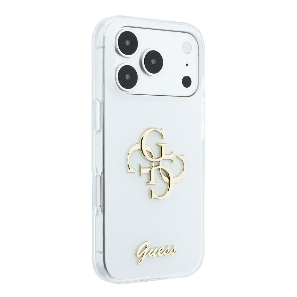 Guess Guess iPhone 18 Pro Hülle - IML - 4G - Hartschale - Metalllogo in Schreibschrift - Weiß Guess Guess iPhone 18 Pro Hülle - IML - 4G - Hartschale - Metalllogo in Schreibschrift - Weiß