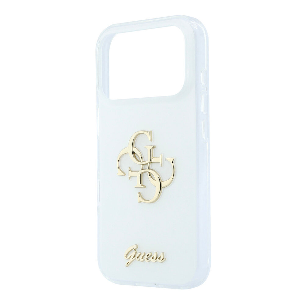 Guess Guess iPhone 18 Pro Case - IML - 4G - hard shell - script metal logo - White Guess Guess iPhone 18 Pro Case - IML - 4G - hard shell - script metal logo - White