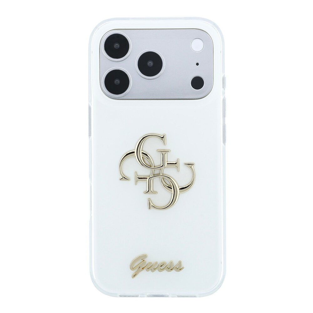 Guess Guess iPhone 18 Pro Hoesje - IML - 4G - harde behuizing - metalen scriptlogo - Wit Guess Guess iPhone 18 Pro Hoesje - IML - 4G - harde behuizing - metalen scriptlogo - Wit