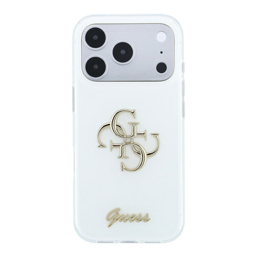 Guess Guess iPhone 18 Pro/iPhone 17 Pro Hartschalenhülle IML 4G Metall-Schriftlogo - Weiß