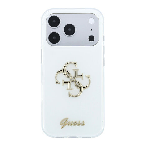 Guess Guess iPhone 18 Pro Hülle - IML - 4G - Hartschale - Metalllogo in Schreibschrift - Weiß Guess Guess iPhone 18 Pro Hülle - IML - 4G - Hartschale - Metalllogo in Schreibschrift - Weiß