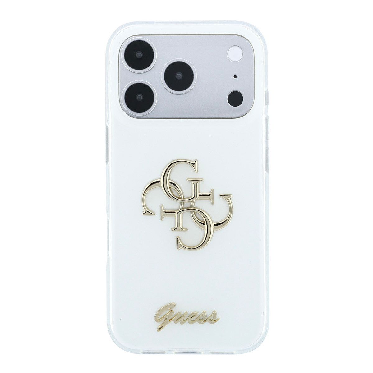 Guess Guess iPhone 18 Pro Hoesje - IML - 4G - harde behuizing - metalen scriptlogo - Wit, foto 3 van 6