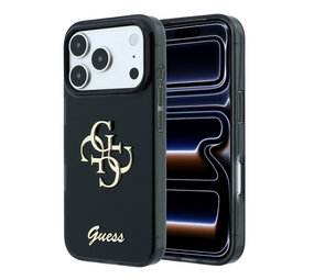 Guess Guess iPhone 18 Pro Hoesje - IML - 4G - harde behuizing - metalen scriptlogo - Zwart