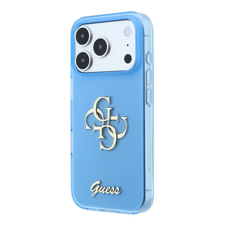 Guess Guess iPhone 18 Pro Hoesje - IML - 4G - harde behuizing - metalen scriptlogo - Lichtblauw Guess Guess iPhone 18 Pro Hoesje - IML - 4G - harde behuizing - metalen scriptlogo - Lichtblauw
