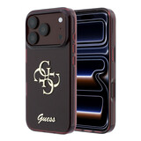Guess Guess iPhone 18 Pro Coque - IML - 4G - structure rigide - logo métallique en écriture cursive - Bordeaux