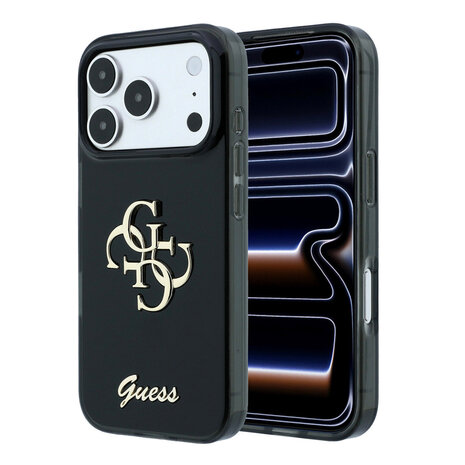 Guess Guess iPhone 18 Pro Max Hülle - IML - 4G - Hartschale - Metalllogo in Schreibschrift - Schwarz