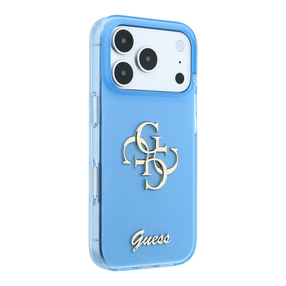 Guess Guess iPhone 18 Pro Max Hoesje - IML - 4G - harde behuizing - metalen scriptlogo - Lichtblauw Guess Guess iPhone 18 Pro Max Hoesje - IML - 4G - harde behuizing - metalen scriptlogo - Lichtblauw