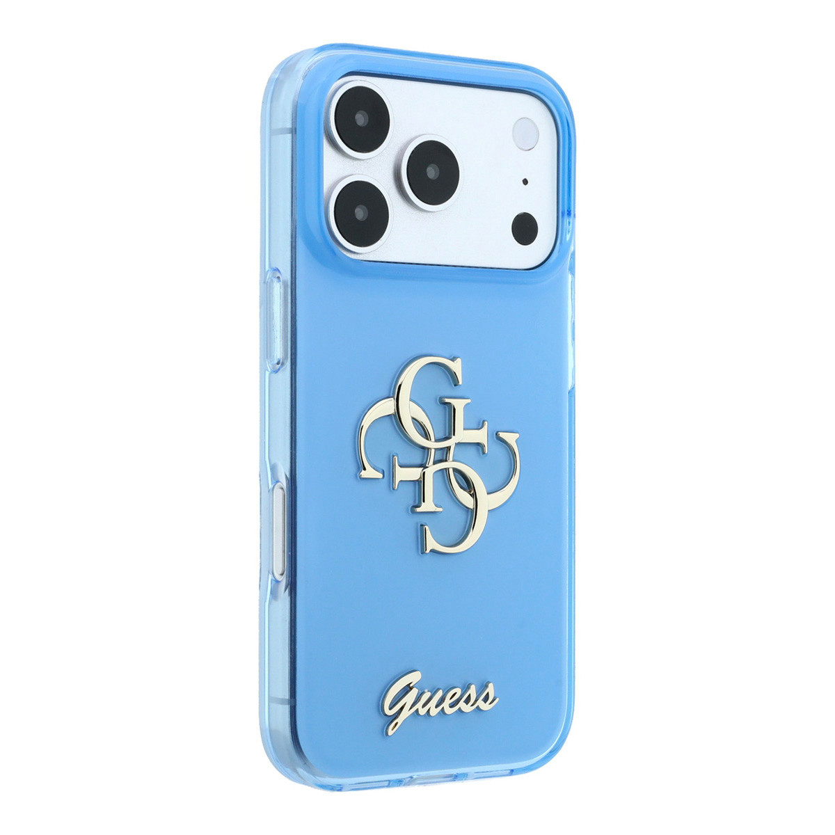 Guess Guess iPhone 18 Pro Max Hoesje - IML - 4G - harde behuizing - metalen scriptlogo - Lichtblauw, foto 4 van 6