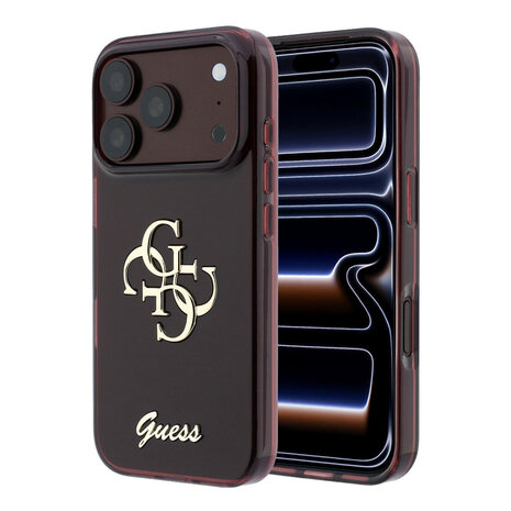 Guess Guess iPhone 18 Pro Max Hoesje IML - 4G - harde behuizing - metalen scriptlogo Bordeauxrood Guess Guess iPhone 18 Pro Max Hoesje IML - 4G - harde behuizing - metalen scriptlogo Bordeauxrood