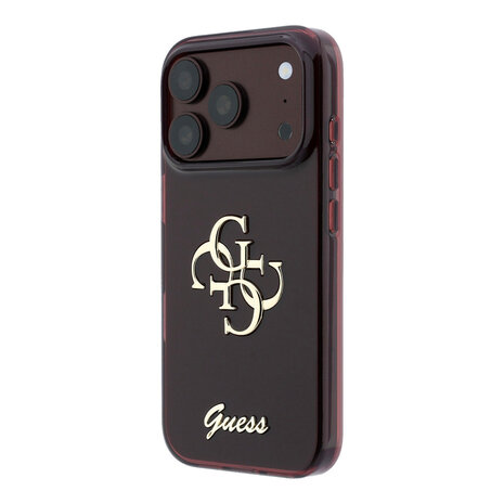 Guess Guess iPhone 18 Pro Max Hoesje IML - 4G - harde behuizing - metalen scriptlogo Bordeauxrood Guess Guess iPhone 18 Pro Max Hoesje IML - 4G - harde behuizing - metalen scriptlogo Bordeauxrood