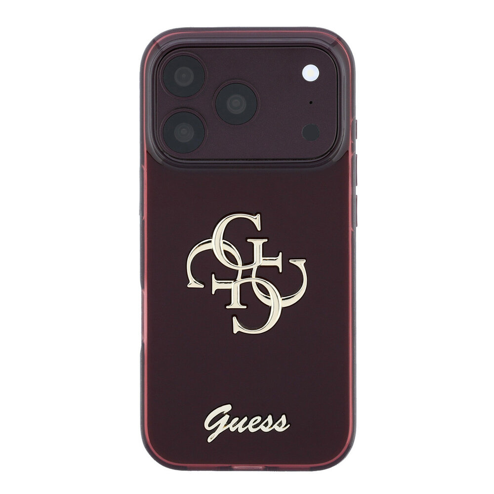 Guess Guess iPhone 18 Pro Max Hoesje IML - 4G - harde behuizing - metalen scriptlogo Bordeauxrood Guess Guess iPhone 18 Pro Max Hoesje IML - 4G - harde behuizing - metalen scriptlogo Bordeauxrood
