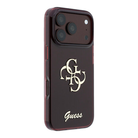 Guess Guess iPhone 18 Pro Max Hoesje IML - 4G - harde behuizing - metalen scriptlogo Bordeauxrood Guess Guess iPhone 18 Pro Max Hoesje IML - 4G - harde behuizing - metalen scriptlogo Bordeauxrood