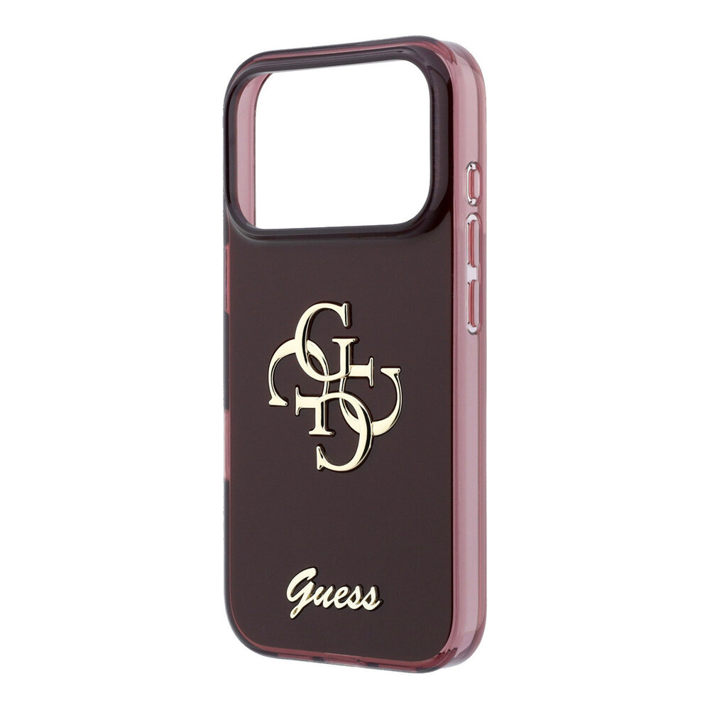 Guess Guess iPhone 18 Pro Max Hoesje IML - 4G - harde behuizing - metalen scriptlogo Bordeauxrood Guess Guess iPhone 18 Pro Max Hoesje IML - 4G - harde behuizing - metalen scriptlogo Bordeauxrood