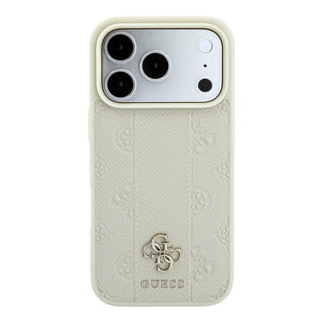 Guess Guess iPhone 18 Pro Hoesje MagSafe - PU - streeppatroon - harde behuizing - Peony 4G-logo Beige Guess Guess iPhone 18 Pro Hoesje MagSafe - PU - streeppatroon - harde behuizing - Peony 4G-logo Beige