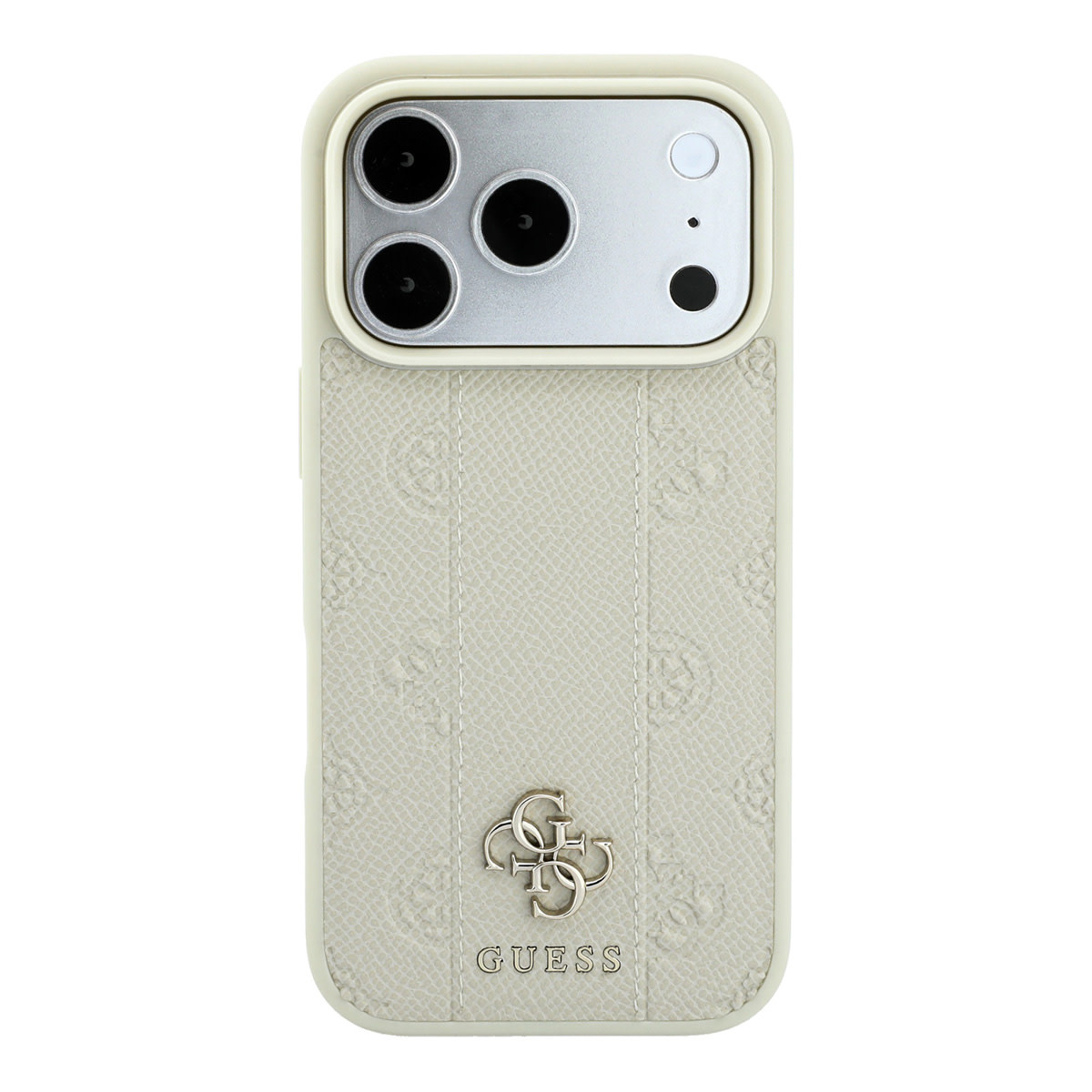 Guess Guess iPhone 18 Pro Hoesje MagSafe - PU - streeppatroon - harde behuizing - Peony 4G-logo Beige, foto 3 van 6