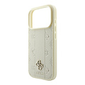 Guess Guess iPhone 18 Pro/iPhone 17 Pro Hartschalenhülle MagSafe PU Streifen Pfingstrose 4G-Logo - Beige